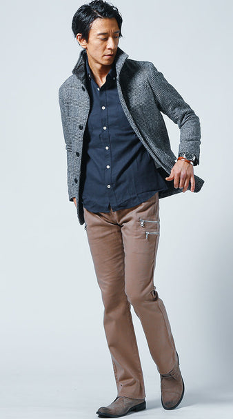 50代男性の秋におすすめのグレンチェックジャケットコーデ