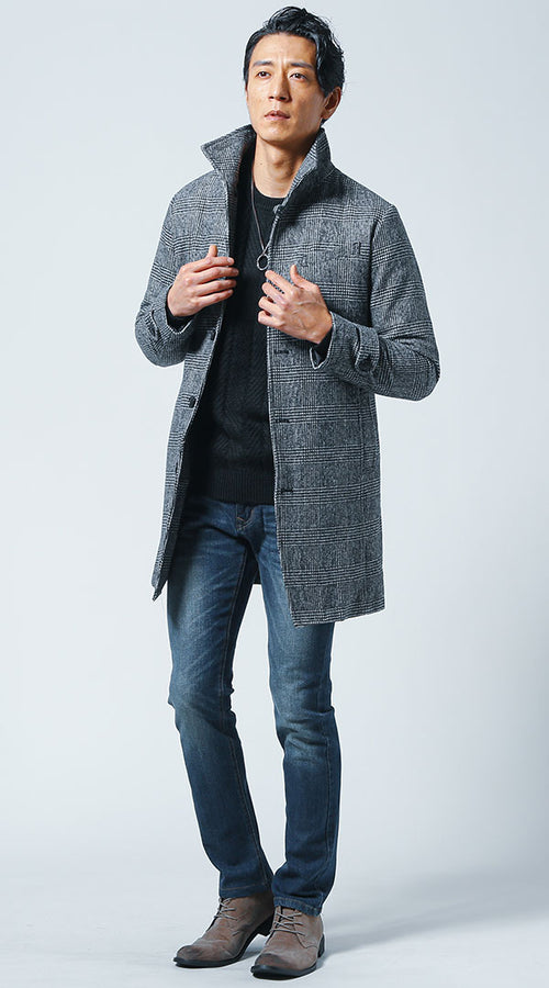 メンズにおすすめの黒ニットコーデ