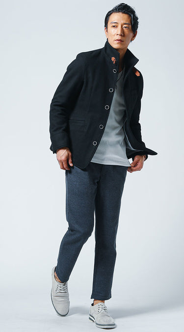 メンズにおすすめのハーフコートのコーデ