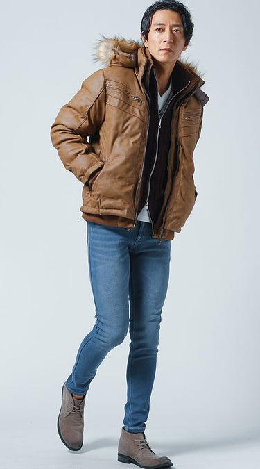 低身長を感じさせないショート丈アウターと細身パンツの冬コーデ例