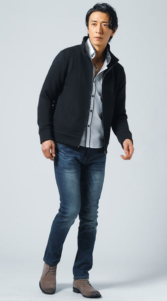 黒 ブルゾン メンズ　コーデ