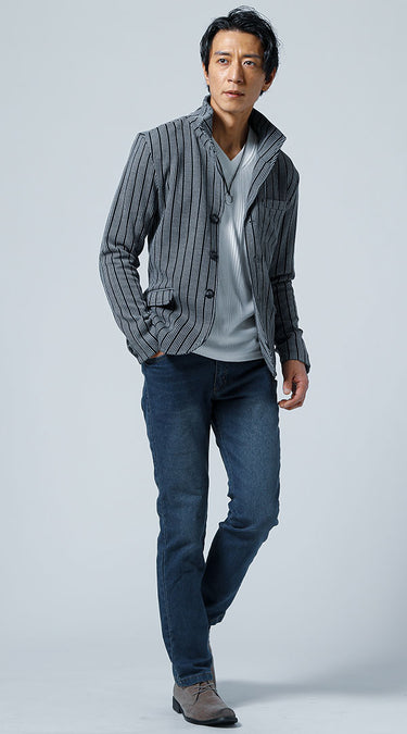 50代メンズにおすすめのおしゃれなジーンズ×ジャケットのファッション例