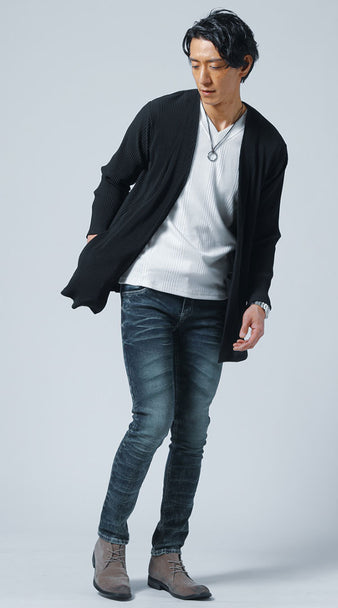 ジーパンの細身パンツ・スキニーパンツ・スリムパンツコーデ例