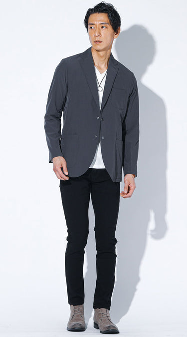 ロンt メンズ 50代 Vネック コーデ