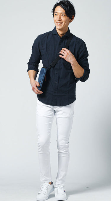 40代メンズにおすすめの白パンツコーデの例