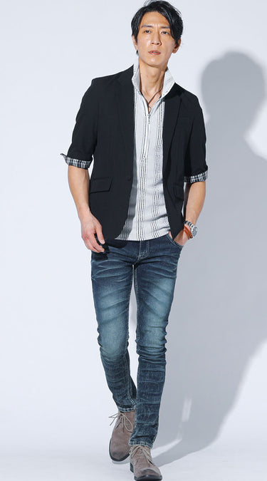 おすすめのメンズ立ち襟ポロシャツのコーデ例