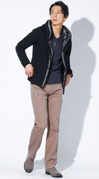 ロンt メンズ 50代 サイズ Vネックカットソー コーデ