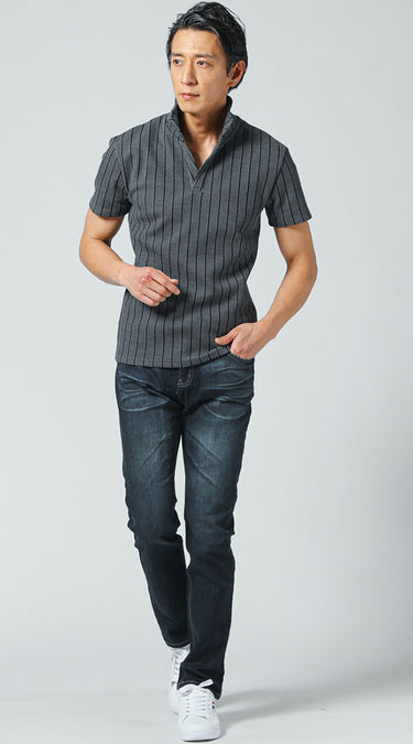 ポロシャツに合うズボンと立ち襟がかっこいい!イタリアンカラーポロシャツコーデ