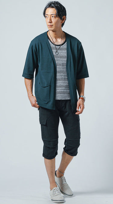 クロップドパンツ×カーディガンのコーデ