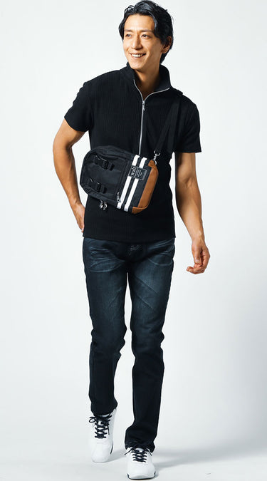 40代メンズにおすすめの黒ボディバッグコーディネート