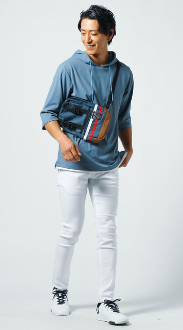 40代メンズにおすすめのネイビーボディバッグコーディネート