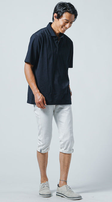 夏におすすめの白クロップドパンツコーデ例