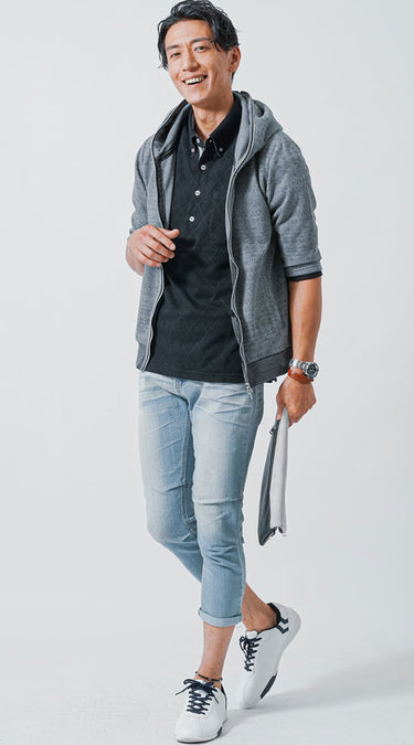 メンズのおすすめのポロシャツを着たコーデ例