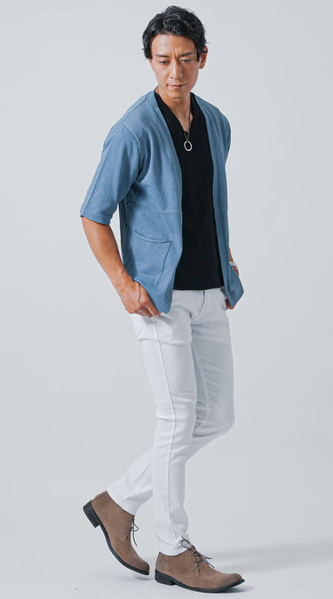 メンズにおすすめのサマーカーディガンコーデの例