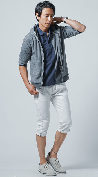 ネイビーポロシャツコーデ例