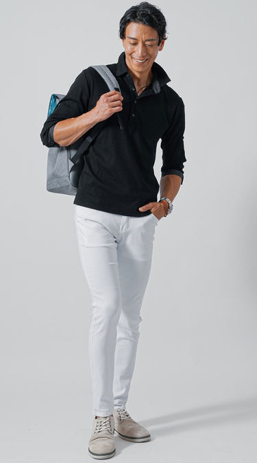 おすすめのメンズ立ち襟ポロシャツのコーデ例