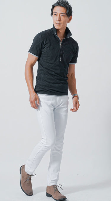 ダサいと言われないメンズにおすすめの白パンツコーデ例