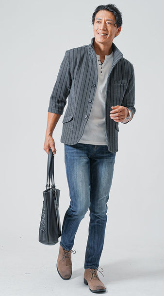 メンズにおすすめのジーンズ×ブーツのコーデ