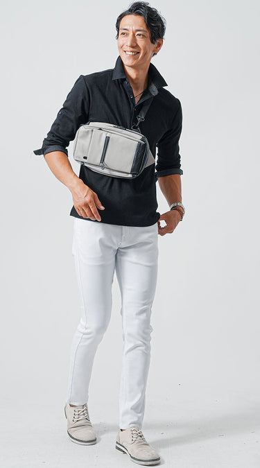 40代メンズにおすすめのグレーボディバッグコーディネート