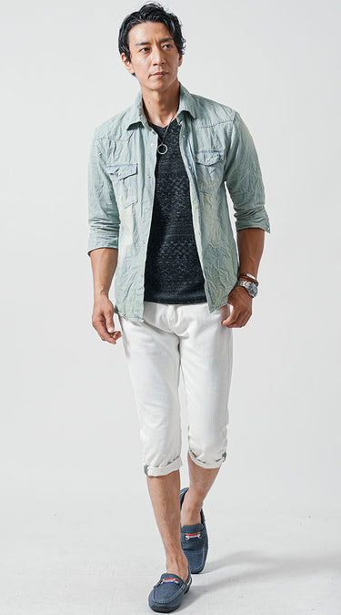 クロップドパンツのおしゃれなコーデ例