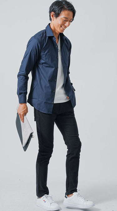 30代メンズにおすすめの黒ズボンに合う色のコーデ