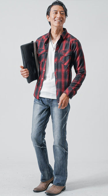 40代メンズにおすすめのチェックシャツの着こなし例