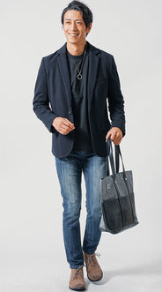 ジーンズ×ジャケットのコーディネート