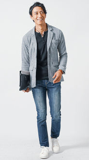 ジーンズ×ジャケットのコーディネート