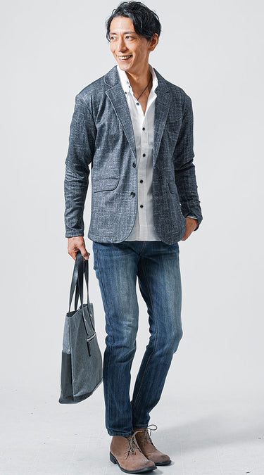 メンズにおすすめのジャケット×デニムパンツのコーデ例