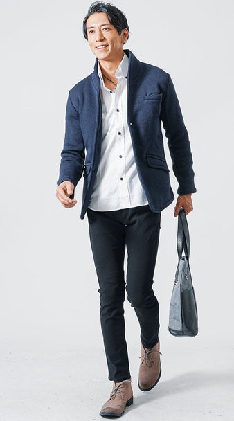 40代メンズの黒パンツ春コーディネート