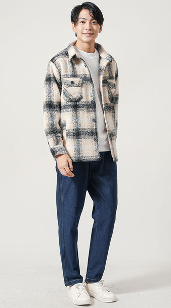 20代 ファッション メンズ　モテる　コーデ　春　カットソー　デニムジャケット