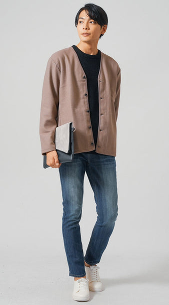 メンズにおすすめの最低気温17度に適したカーディガンとデニムコーデ