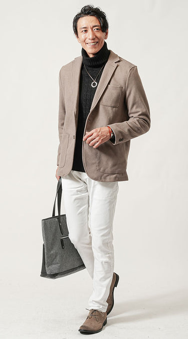 【秋】白スキニーメンズコーデ