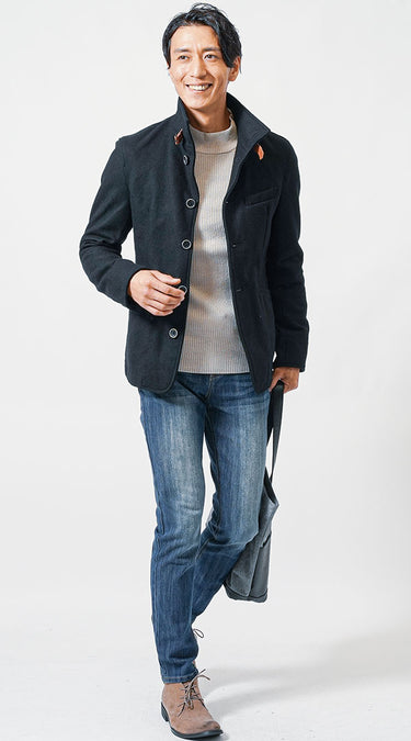 シルエットがルーズにならないように工夫したコーデ例