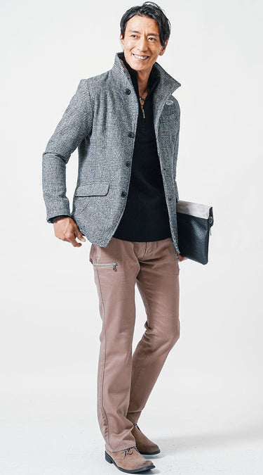 メンズにおすすめの黒ニットコーデ