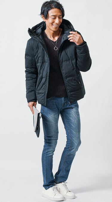 黒ダウン×バッグの目指したいコーデ