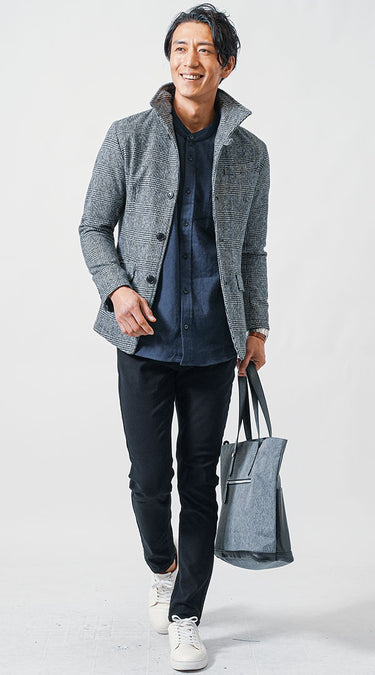 メンズにおすすめの黒パンツに合う靴のコーデ例