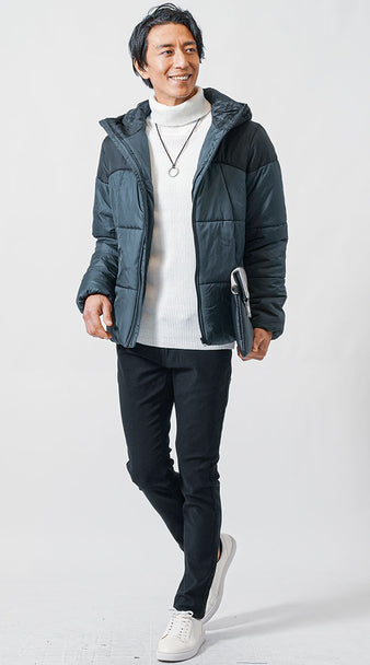 タートルネックニットコーディネート