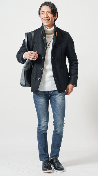 メンズにおすすめの細身体型をスマートに見せるテーパードデニムコーデ