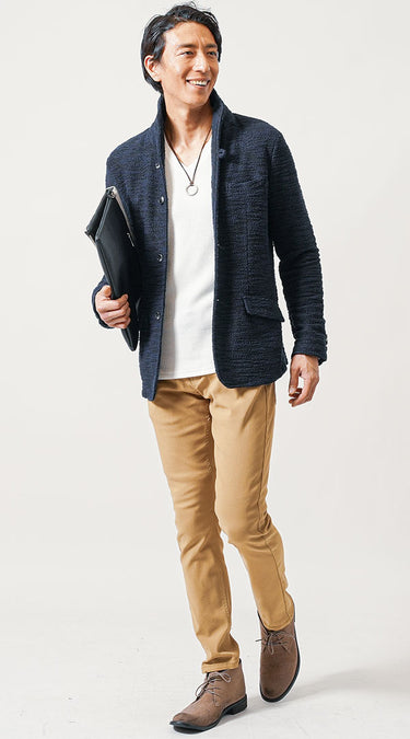 テーパードパンツを使った50代メンズにふさわしいオジサン感０（ゼロ）のコーデ例