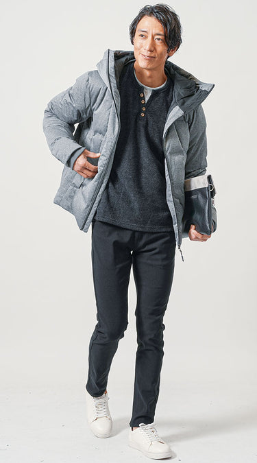 冬に合う黒パンツのメンズコーデ例