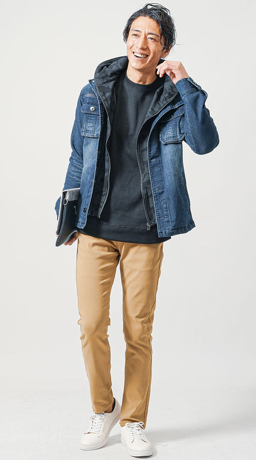 メンズにおすすめの黒ニットコーデ