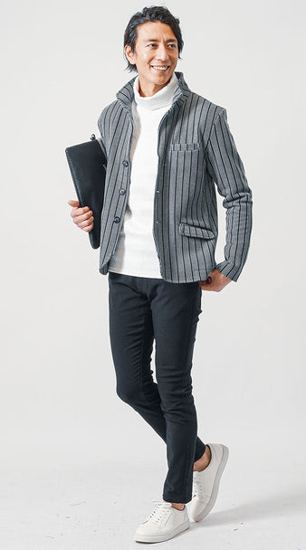 タートルネックニットコーディネート