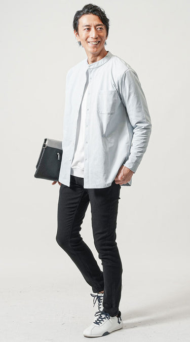 春に合う黒パンツのメンズコーデ例