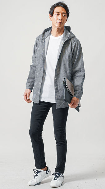 40代メンズの黒パンツ春コーディネート