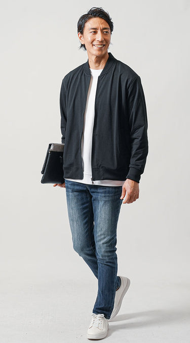 30代メンズにおすすめの濃い色のデニムパンツコーデ例