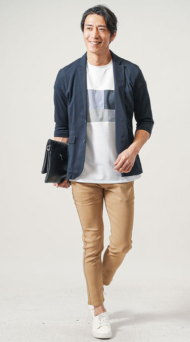 30代メンズのおしゃれ細身のチノパンコーデ例