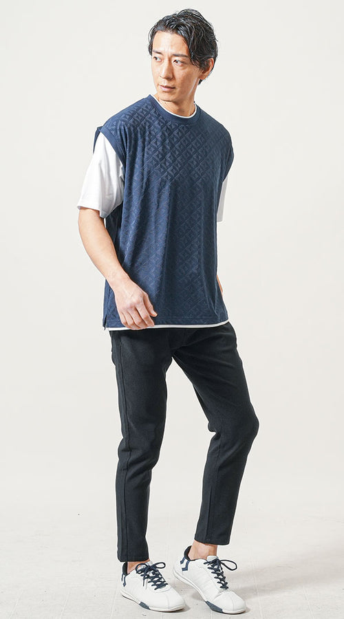 メンズにおすすめのネイビーニットコーデ