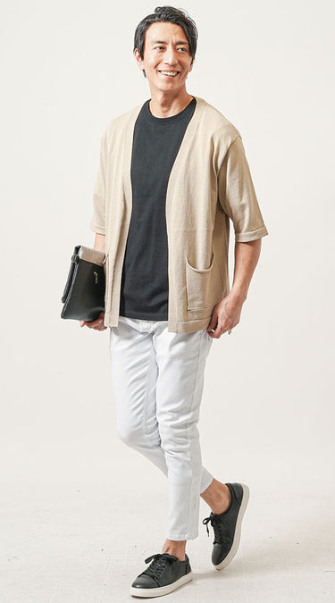 【秋】白スキニーメンズコーデ