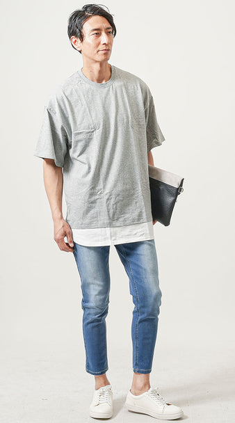 30代メンズのデニムパンツ×Tシャツのコーデ例